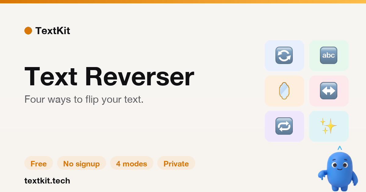 Text Reverser — Reverse Words, Lines, Chars | TextKit